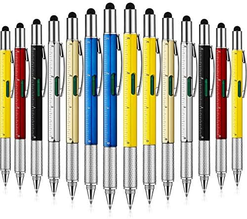 30 Pieces Tool Pen 6-in-1 Multitool Tech Tool Pen with Ruler, Level Gauge, Ballpoint Pen, Stylus Pen, Screwdriver and Slotted Screwdriver Christmas Multifunction Pen Tool Gadget Gifts for Men Dad