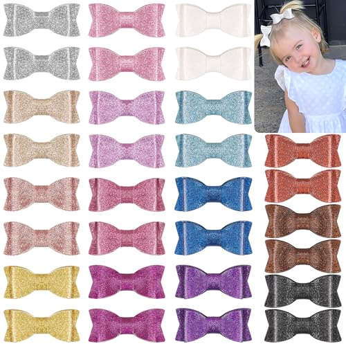 30PCS 2.75'' Baby Girls Pigtail Bows Sparkly Sequin Glitter Hair Bows With Alligator Clips Hair Barrettes Accessory for Girls Toddlers Kids Teens