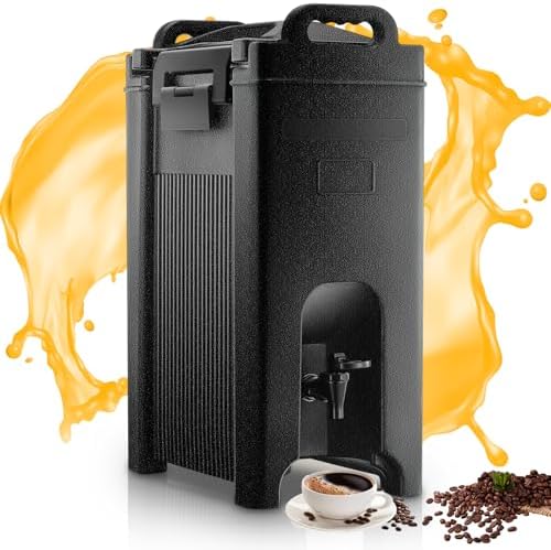 Insulated Beverage Dispenser 5-Gallon, Food-Grade Material Cold and Hot Drink Container with Faucet, Handles, Commercial Drink Dispenser Cooler for Coffee, Tea, Party, Catering Serving, Black