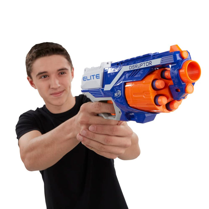 Retros Market Disruptor Elite Blaster - 6-Dart Rotating Drum, Slam Fire, Includes 6 Official Nerf Elite Darts - for Kids, Teens, Adults (Amazon Exclusive)