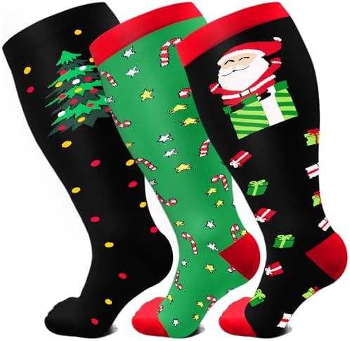 Plus Size Compression Socks for Women Men Wide Calf 15-20 mmHg Extra Large for Circulation Support Recovery