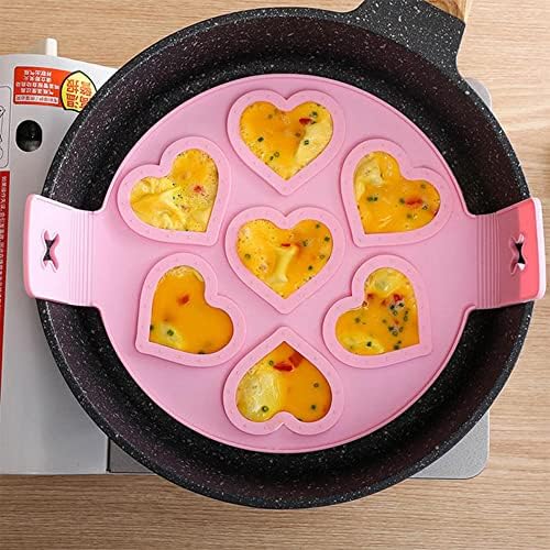 Nonstick Pancake Molds Ring Silicone Fried Egg Mould Reusable Pancake Maker Egg Ring Kitchen Cooking Baking Tools (Heart Shape)