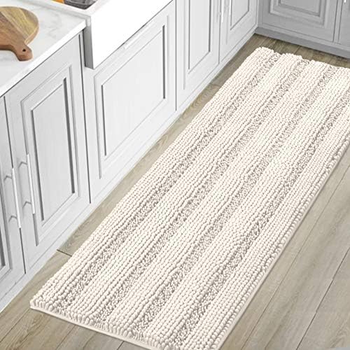H.VERSAILTEX Bathroom Rugs Bath Mat Runner Rug Non Slip Kitchen Rug Extra Long Bath Rug Runners Oversized 59" x 20" Absorbent Washable Dry Fast Plush Area Rug for Bathroom/Bedroom - Ivory