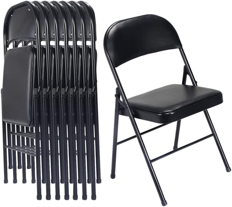 Simpli-Magic 6 Pack Black Padded Folding Chairs with Cushion – Durable Metal Foldable Chairs for for Indoor Outdoor Weddings, Parties, Backyard & Office Events