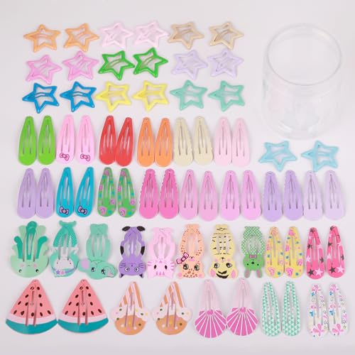 70 Pcs Hair Clips Cute Hair Clips Girl Mini Metal Snap Hair Clips Barrettes Candy Color Small Hair Pins Hair Accessories for Kids, Baby, Teens, Toddlers, Women