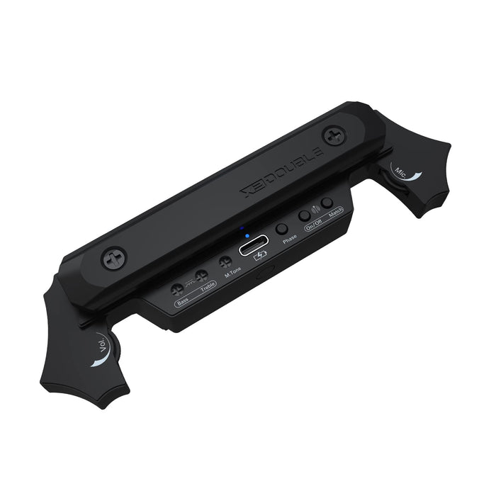 Double X2 Guitar Wireless Pickup Rechargeable Wireless & Wired Acoustic Guitar Pickup System Electric Bass Guitar Cable to Guitar Amplifier Soundhole Pickup with Receiver for 80-120mm Sound-Hole