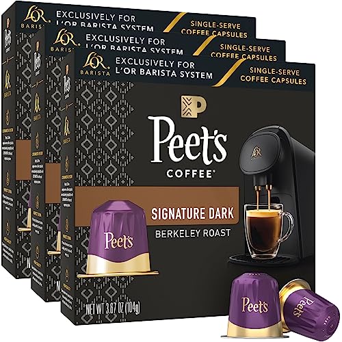 L'OR Barista Coffee Pods, Peet's Coffee Berkeley Dark Roast - 30 Aluminum Single-Serve Capsules, Exclusively Compatible with L'OR BARISTA System, Brews 5 oz, 8 oz, 12 oz, 10 count (Pack of 3)