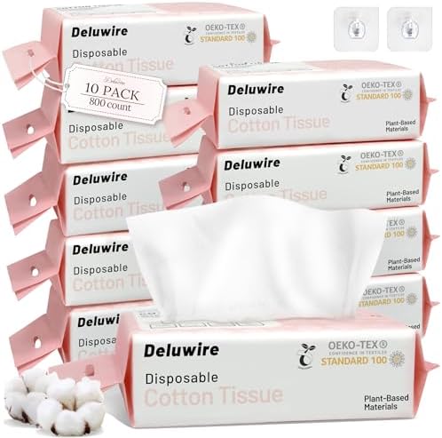 800 Count Disposable Face Towels, Soft & Skin Friendly Face Towelettes Disposable, Facial Tissue Dry Wipes for Women Cleansing