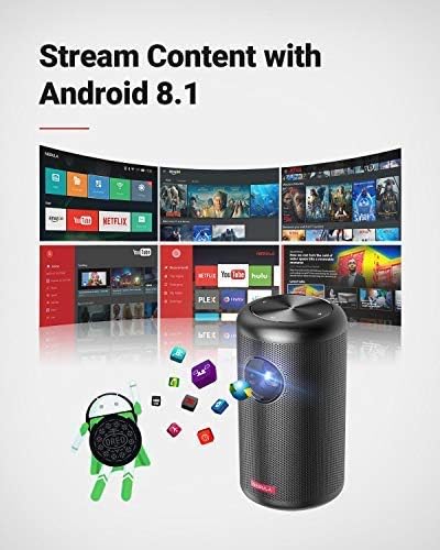 Anker Nebula Capsule Max, Pint-Sized Wi-Fi Mini 200 ANSI Lumen Portable movie Projector, 8W Speaker, 100 Inch Picture, 4-Hour Video Playtime, Outdoor Projector (Renewed)