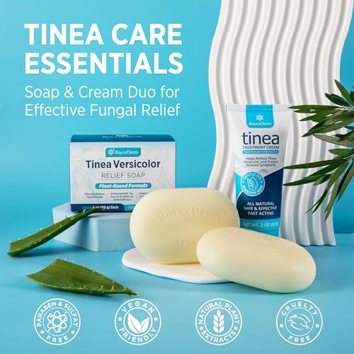 Tinea Versicolor Relief Cream & Soap: Clinically Proven Treatment for Tinea Versicolor, Athlete’s Foot, Ringworm, and Fungal Skin Conditions – Soothes, Cleanses, and Restores Skin Health