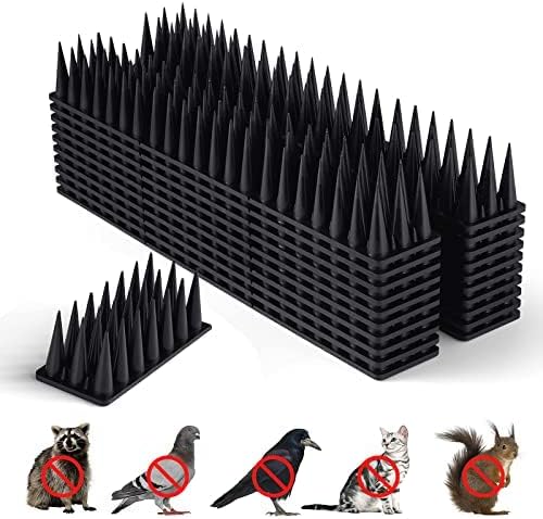 Bird Spikes, 30 Pack Pigeon Deterrent for Small Birds Raccoon Cats Defender for Outside to Keep Squirrel Away, Plastic Fence Spike for Railing and Roof-Black