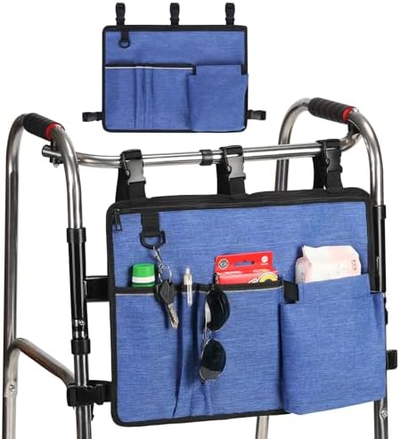 Walker Accessories Walker Pouch for Folding Walker with Cup Holder Pockets for Seniors Walker Bags Organizer Storage Carry Things