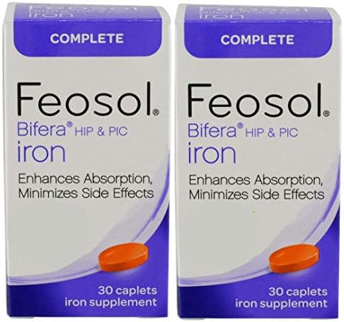 Feosol Complete Iron Supplement Tablets, Non-heme, 325mg Ferrous Sulfate (65mg Elemental Iron) per Iron Pill, 1 Per Day, 30 Count (Pack of 2, Total 60 Count), for Energy and Immune System Support