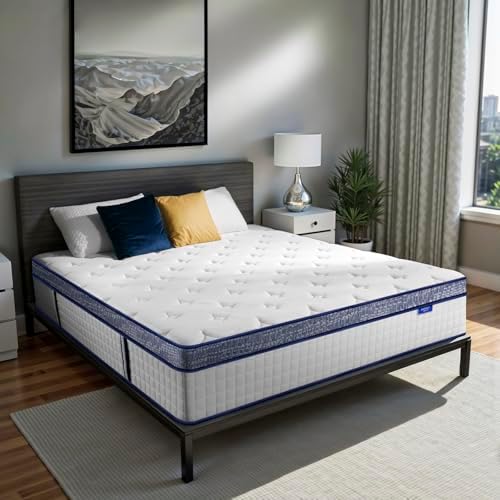 Full Mattress, 10 Inch Hybrid Mattress in a Box, Memory Foam and Individual Pocket Springs, Medium Firm Comfort, Motion Isolation, Ideal for All Sleep Positions, CertiPUR-US Certified