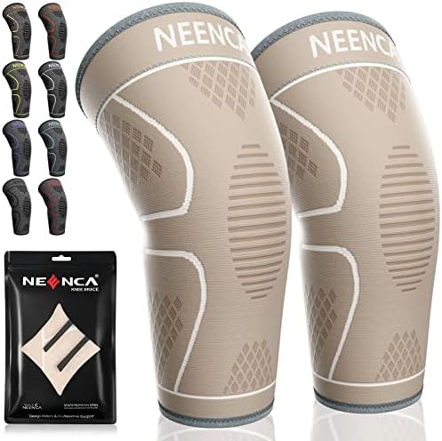 NEENCA Knee Braces for Knee Pain Women & Men -2 Pack Knee Sleeves for Knee Pain Set, Knee Brace Compression Sleeves, Knee Support for Sports, Running, Meniscus Tear, ACL, PCL, Arthritis Pain Relief...