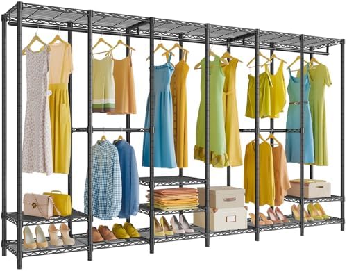 VIPEK V60 Extra Large Portable Closet Rack Heavy Duty Clothing Rack for Hanging Clothes Freestanding Wardrobe, Metal Closet for Bedroom Storage and Organizer, Load 1620lbs, Black