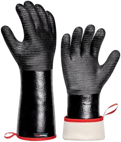 ThermoPro 932°F Heat Resistant BBQ Gloves, 14" Waterproof Oven & Grill Gloves, Oil & Slip-Resistant Neoprene Heat Gloves for BBQ, Fire Pit, Rotisserie, Smoker Accessories Gifts for Men and Women