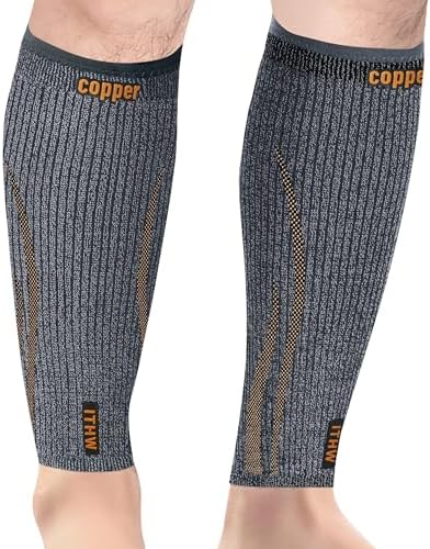 Copper Calf Compression Sleeve for Men & Women, Leg Compression Sleeve for Shin Splint Relief, Varicose Veins, Calf Tear
