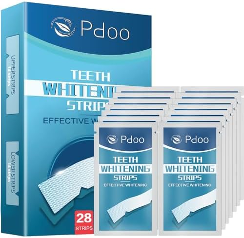 Teeth Whitening Strip 14 Treatments - Whitening Strips for Sensitive People, Fast Remove Smoking, Coffee, Wine Stains, Teeth Brightening Kit Pack of 28 Non-Slip Strips