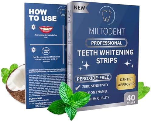 MILTODENT Sensitive Teeth Whitening Strips (40pcs) - White Strips for Teeth Whitening Making The Perfect Teeth Whitening Kit and Teeth Whitening Strips - Dentist Approved