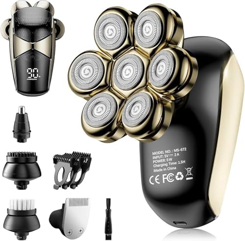 Head Shavers for Bald Men: 5-in-1 Electric Razor - IPX7 Waterproof Shaving Grooming Kit for Balder - Turbo Speed & Precision Blades