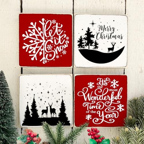 16 Pcs Christmas Stencils Reusable Winter Holiday Template Christmas Stencil for Painting on Wood DIY Crafts Canvas Window Fabric Doormat (16 Christmas 6in)
