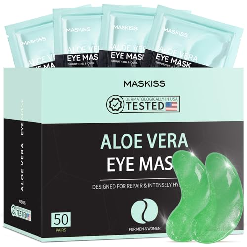 Under Eye Patches (50 Pairs), Aloe Vera Eye Masks for Dark Circles Puffy Eyes Undereye Bags, Collagen Eye Patches for Repair and Intensely Hydrate, Eye Skincare Gift for Her