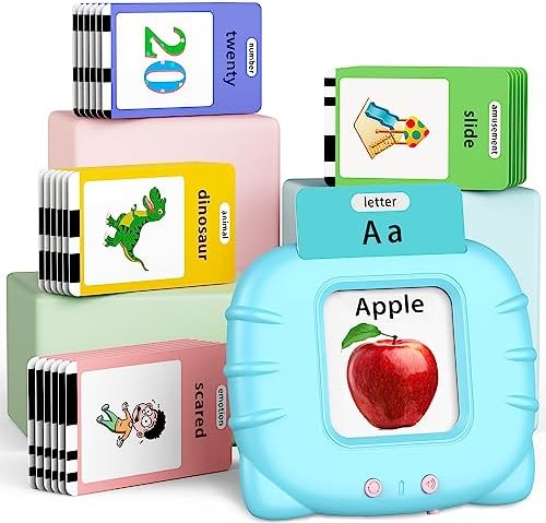 520 ABC Sight Words Talking Flash Cards, Christmas Birthday Gift for 2 3 4 5 6 Year Old Boys and Girls, Preschool-Learning-Activities, Toddler Educational Toys for Ages 1-6 Kids, Blue