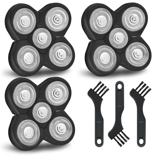 3 Pack Blades Refills Compatible with Freebird Shaver, 5 Blades Shaver Replacement Heads for Bald Men Freedom Grooming, with 3 Cleaning Brush