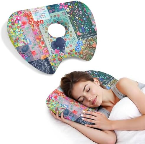 Ear Piercing Pillow for Side Sleepers Pillows with Holes for Ear Pain,Donut Pillow for Ear Side Sleeping Pillow for Adults CNH Ear Pain Relief Pressure Sores Ear Pillow with Hole in Center