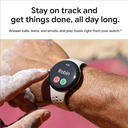 Google Pixel Watch 2 (Previous Model) with the Best of Fitbit - Heart Rate Tracking, Stress Management, Safety Features - Android Smartwatch - Polished Silver Aluminum Case - Bay Active Band - Wi-Fi