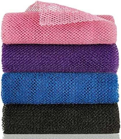 African Exfoliating Net, 4 Pieces African Net Sponge, Nylon African Bath Sponge Net, African Net Long Net Bath Sponge Shower Body Scrubber