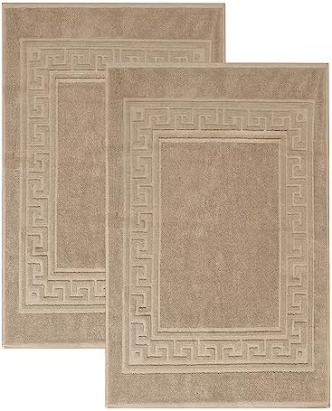 Superior Heavyweight Cotton Bath Mats, Bath Rugs For Bathroom Accessories, Washable Rug For Shower, Bath, Toilet, Modern Decor, No Backing, Luxury Hotel And Spa Quality, Set of 2, 22" x 35", Taupe