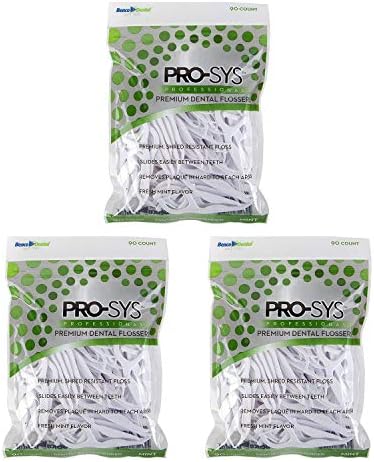 PRO-SYS® Premium Dental Mint Flossers - 270 Count (3 Packs - 90 Flossers Per Pack)