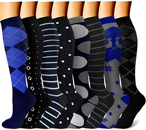 CHARMKING Compression Socks for Women & Men Circulation (8 Pairs) 15-20 mmHg is Best Support for Athletic Running,Hiking