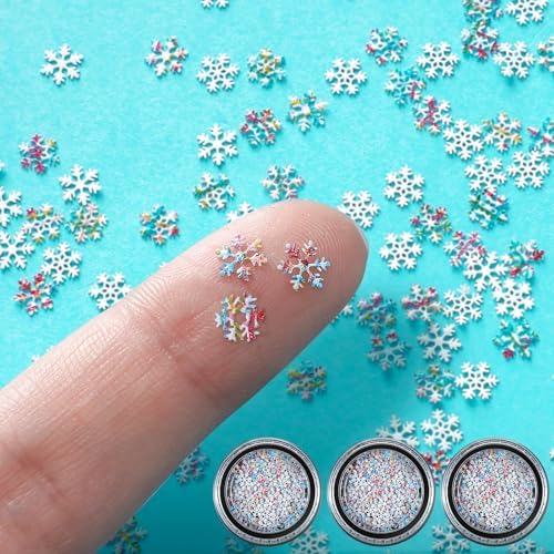 300 Pcs Mini Metal Snowflake for Craft 0.2 Inch Small Christmas Embellishment Tiny Snowflake Ornaments Little Craft Pieces for DIY Winter Party Decor(Colorful)