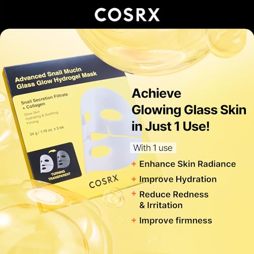 COSRX Snail Mucin Sheet Mask 10EA + Hydrogel Collagen Mask 3EA- Self Care, Stocking Stuffers, Travel Essentials, Gifts for Women, Face Masks for Dry Skin, Korean Skin Care
