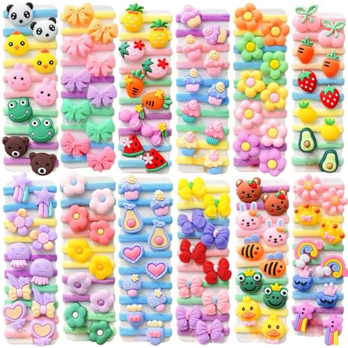 100Pcs Cotton Baby Hair Ties Soft Seamless Toddler Hair Ties Mini Elastic Cute Ponytail Holders for Kids(Random Style)