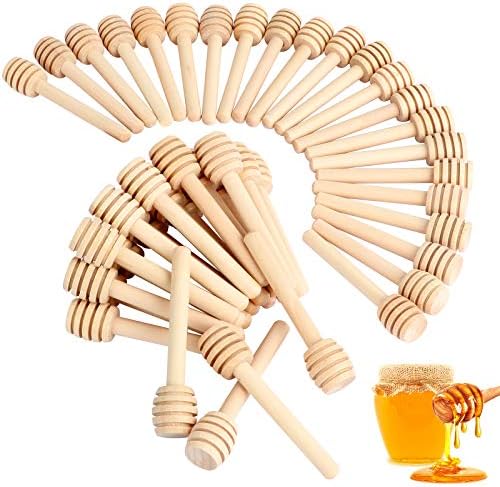51 PCS Honey Sticks Dipper, 3 Inch Mini Wooden Honeycomb Sticks, Small Honey Stirrer Stick, Honey Sticks for Honey Jar Dispense Drizzle Honey and Wedding Party Favors Gift