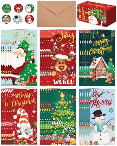 30 Pack Christmas Money Holders for Cash Gift Set,Christmas Money Cards with Envelopes,Cash Gift Card Holders,6 Design