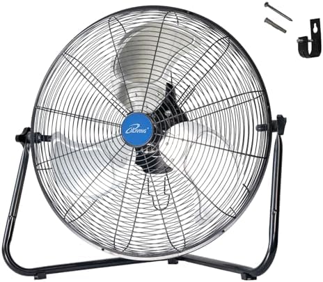iLIVING 20 Inch 5800 CFM High Velocity Heavy Duty Metal Floor Wall Fan, For Office, Commercial, Workstation, Greenhouse, Garage, Shop Attic Use, Black, UL Listed