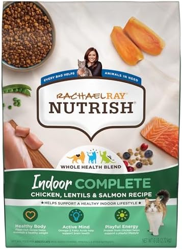 Rachael Ray Nutrish Indoor Complete Premium Natural Dry Cat Food, Chicken with Lentils & Salmon Recipe, 14 Pounds (Packaging May Vary) (1826690300)