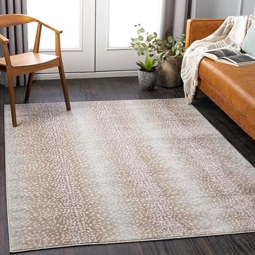 Livabliss Area Rugs - 8x10 Pablo Modern Antelope Print Camel Brown Area Rug for Living Room Bedroom - Animal Theme Non-Shedding Stain Resistant Large Carpet for Kitchen, Office (7'10" x 10')