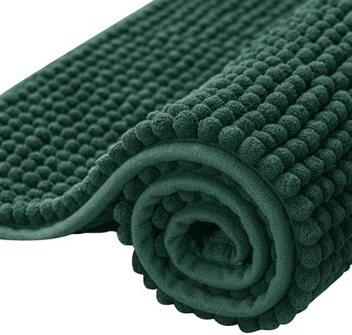 SUBRTEX Bathroom Rugs Chenille Bath Rug Soft Short Plush Bath Mat Soft Shower Mat Water Absorbent Shower Mat Quick Dry Machine Washable(Celadon,20" x 32")