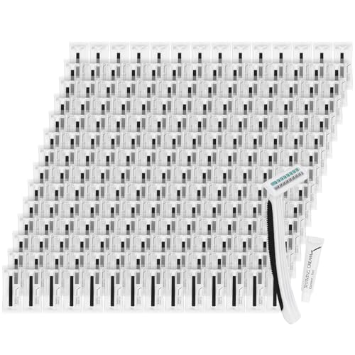 Disposable Razors Bulk, Razors Individually Wrapped Bulk, Travel Razors Bulk With Shaving Cream For Hotels, Shelters, Homeless, Nursing Homes, Charities, Churches, Black (100-PACK)