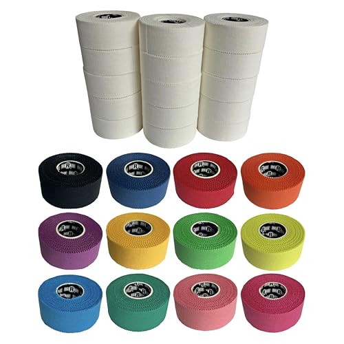Ringside 1" Athletic Trainers Tape, Adhesive Cotton Kinesiology Tape for Combat Sports, for Men and Women, 1" x 30', White, 15 Rolls