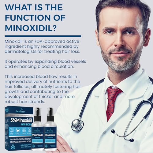 Minoxidil Beard Growth Oil, 5% Minoxidil Hair Growth Kit, 5% Minoxidil for Men Beard Growth Spray Infused with Bitoin, Extra Strength Beard Growth Serum to Increase Thickness and Volume Faster