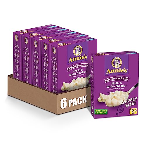 Annie’s White Cheddar Shells Macaroni & Cheese Dinner with Organic Pasta, 10.5 OZ (Pack of 6)