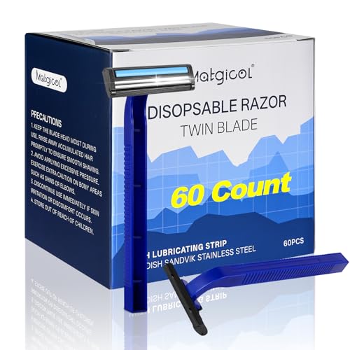 Disposable Razors Bulk for Shave - Mens Bulk Razors for Shaving with Lubricating Strip & 2 Stainless Steel Blades, Multipurpose Portable Razor for Bathing Hotel Travel（60 Count）