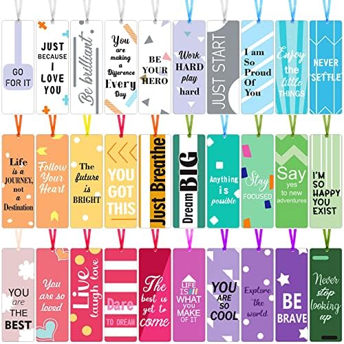 Chinco 60 Pieces Inspirational Bookmarks for Students Motivational Quote Bookmarks Double Sided Positive Affirmation Book Marks for Reading Kids Teens, Classroom Stationary Christmas Party Gifts